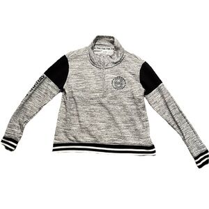 PINK gray and black quarter zip sweatshirt medium